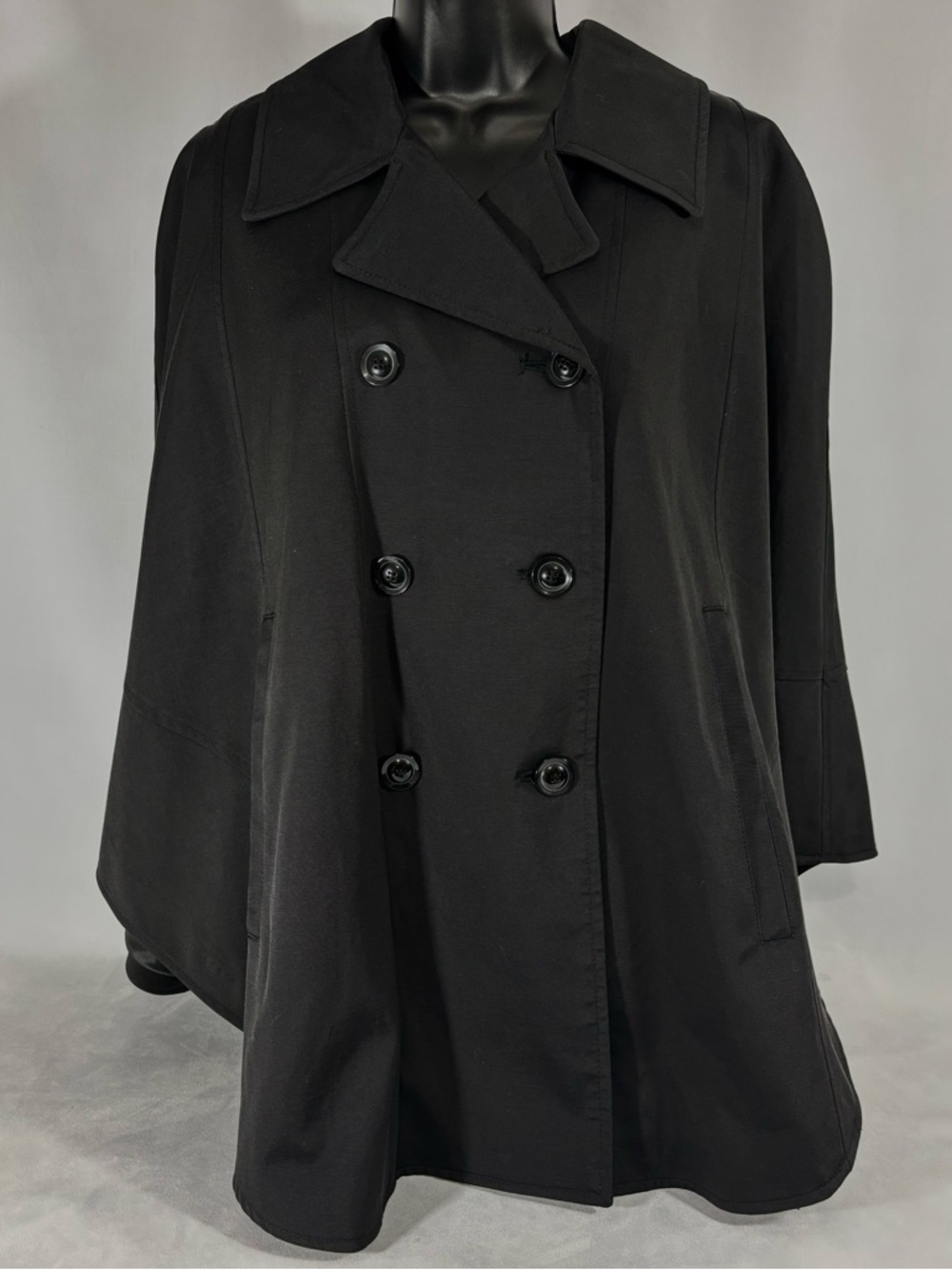 New York & Company Black Double-Breasted Cape M **